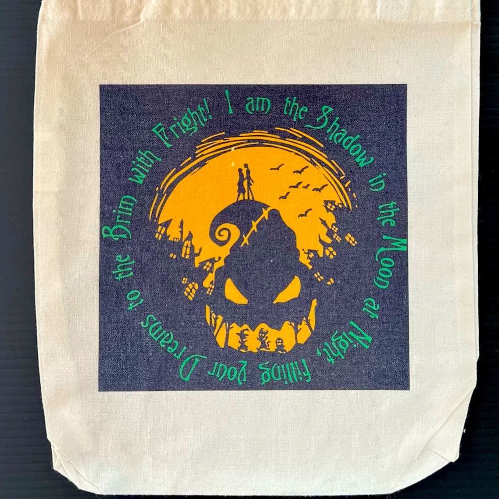 Oogie Boogie Nightmare Before Christmas canvas tote bag 13”x12”